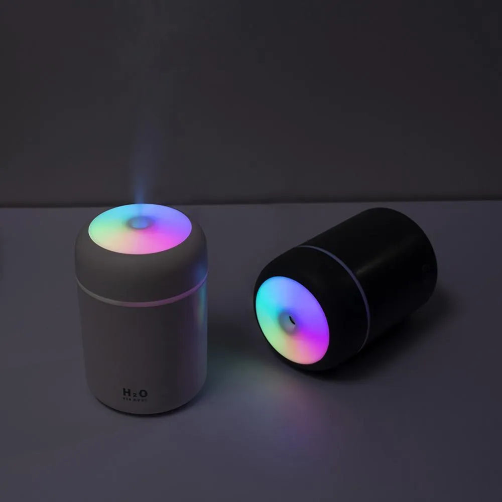 Pink white or navy blue USB desktop humidifier with LED mood lights and 300ml water tank