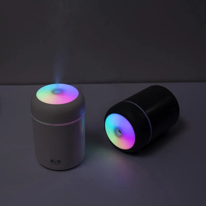 Pink white or navy blue USB desktop humidifier with LED mood lights and 300ml water tank