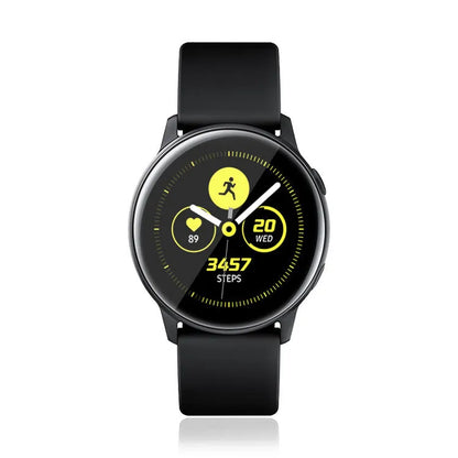 Transparent tempered glass screen protector for Samsung Galaxy Watch Active smartwatch.