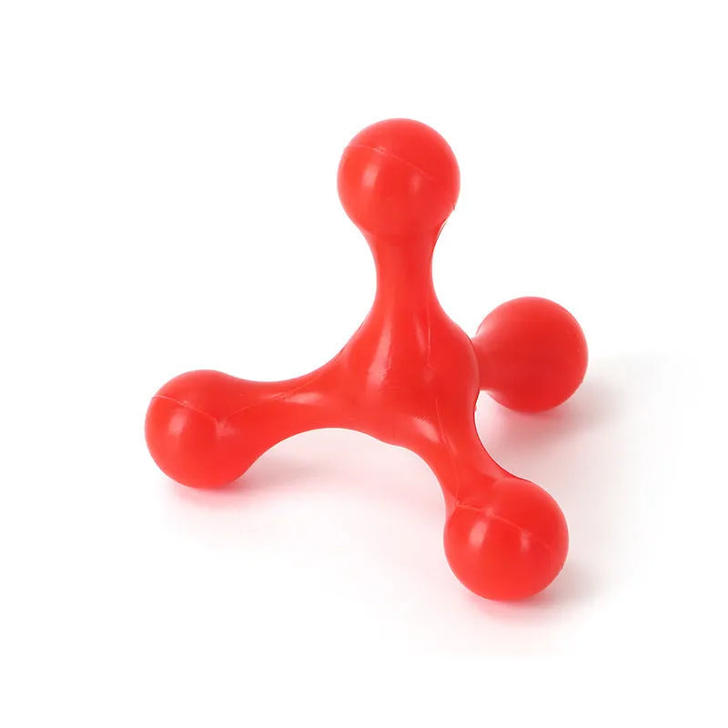 Blue silicone puppy chew toy with three-leg design measuring 9.5cm for teething relief