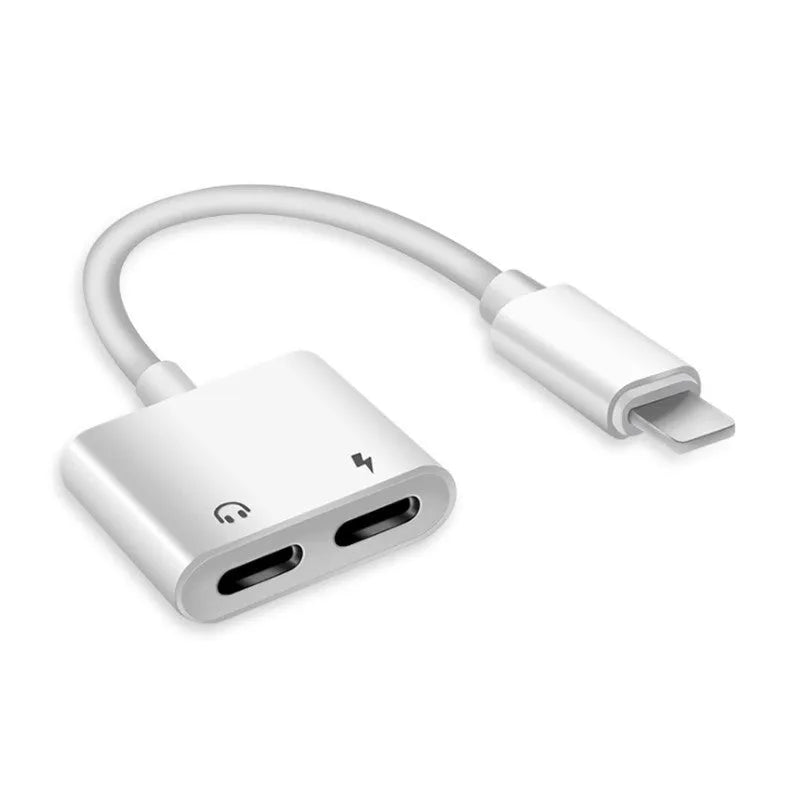 White Lightning to 3.5mm audio adapter cable for iPhone compatibility with 8cm length