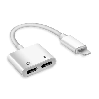 White Lightning to 3.5mm audio adapter cable for iPhone compatibility with 8cm length