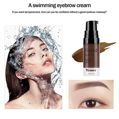 Waterproof quick-drying eyebrow cream in brown and black shades for natural brow definition