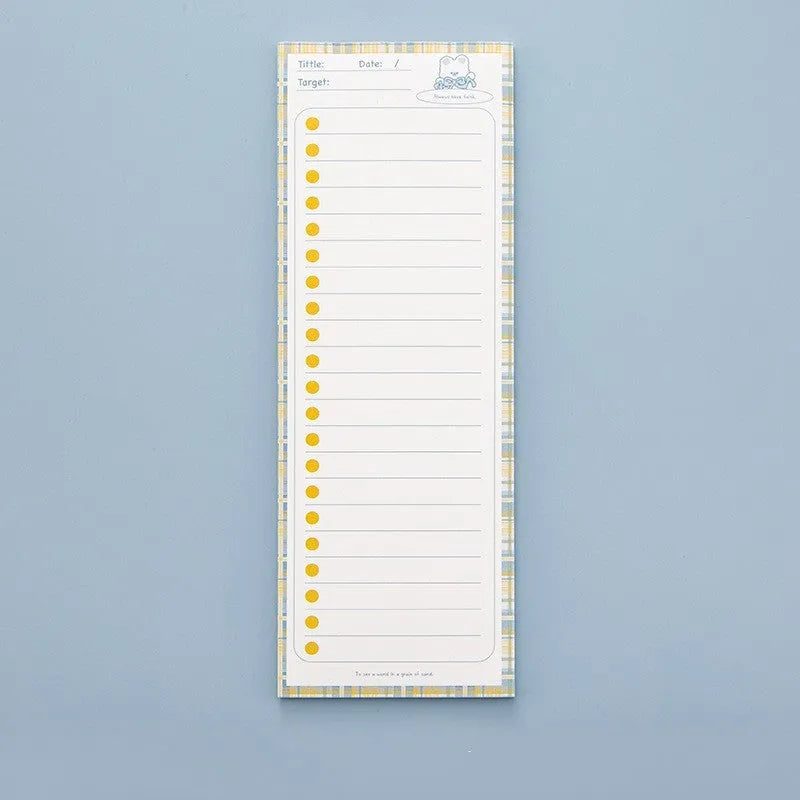 Cartoon notepad with plastic box and colourful striped or bear bunny designs