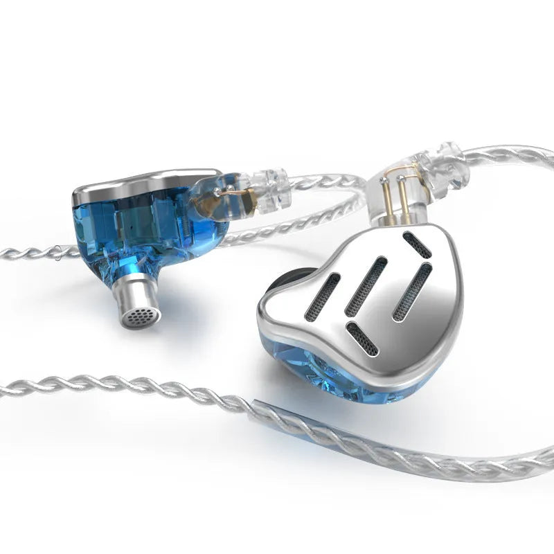 KZ ZAX hybrid driver in-ear headphones in Black or Silver blue with 3.5mm L-bend plug