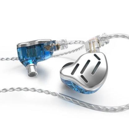 KZ ZAX hybrid driver in-ear headphones in Black or Silver blue with 3.5mm L-bend plug