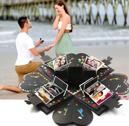 Premium craft paper keepsake gift box with adhesive photo album for organizing and displaying special occasion photos