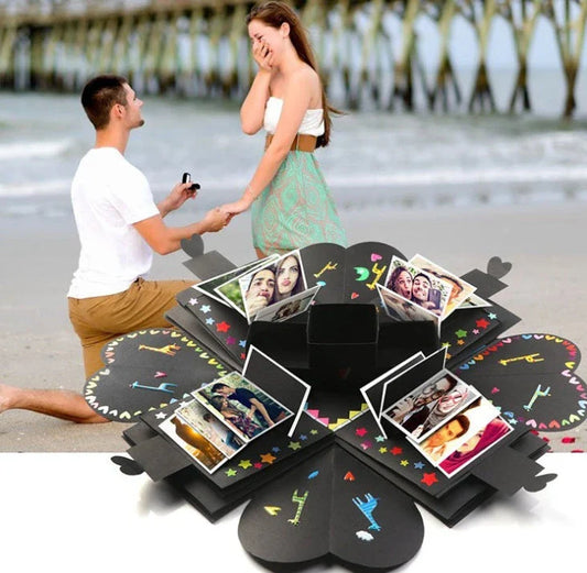 Premium craft paper keepsake gift box with adhesive photo album for organizing and displaying special occasion photos