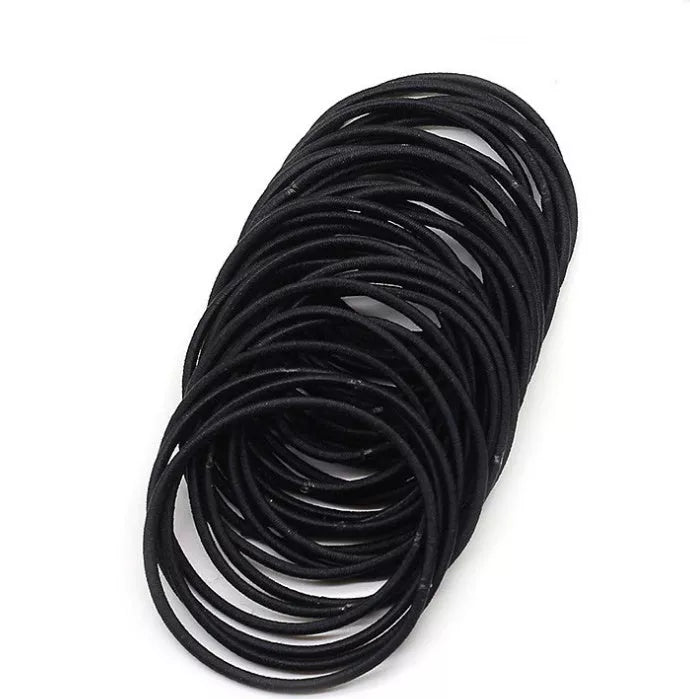 100Pcs Black Elastic Hair Bands for secure and gentle hair styling