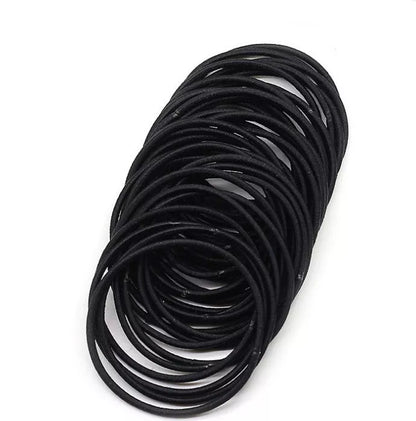 100Pcs Black Elastic Hair Bands for secure and gentle hair styling