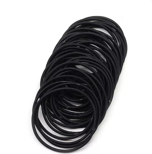 100Pcs Black Elastic Hair Bands for secure and gentle hair styling