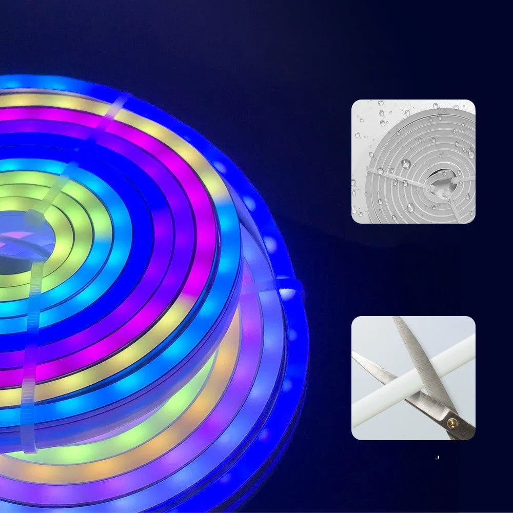 Graffiti Smart WiFi LED Neon Bar strip light in 3m or 5m length, 144W, IP68 waterproof, with remote control and power cord.