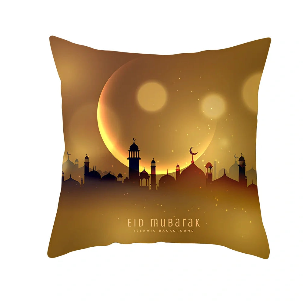 Single-sided digital printed peach skin pillowcase measuring 44cm for Ramadan Eid decor