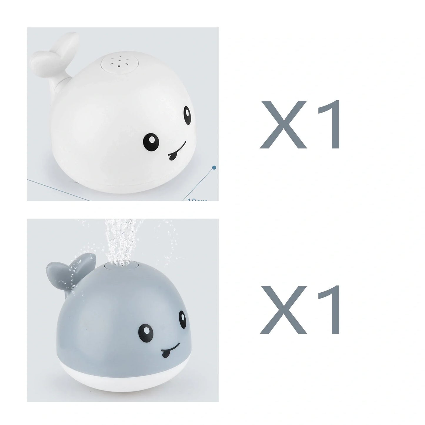 Electric induction whale spray toy for baby bath time with lights and music