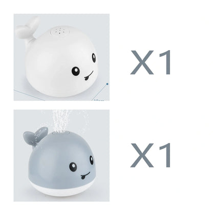 Electric induction whale spray toy for baby bath time with lights and music