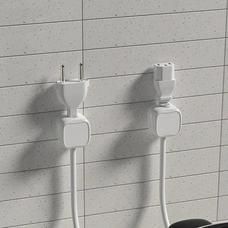 Black and white magnetic cable clips for under desk cable management with adhesive backing