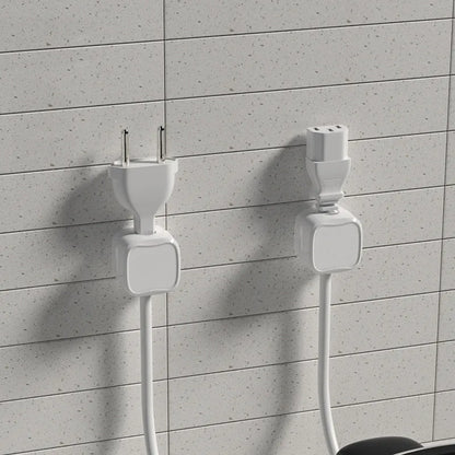 Black and white magnetic cable clips for under desk cable management with adhesive backing