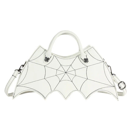 Stylish Halloween spider web crossbody bag in various colors, including black, white, brown, pink, and purple