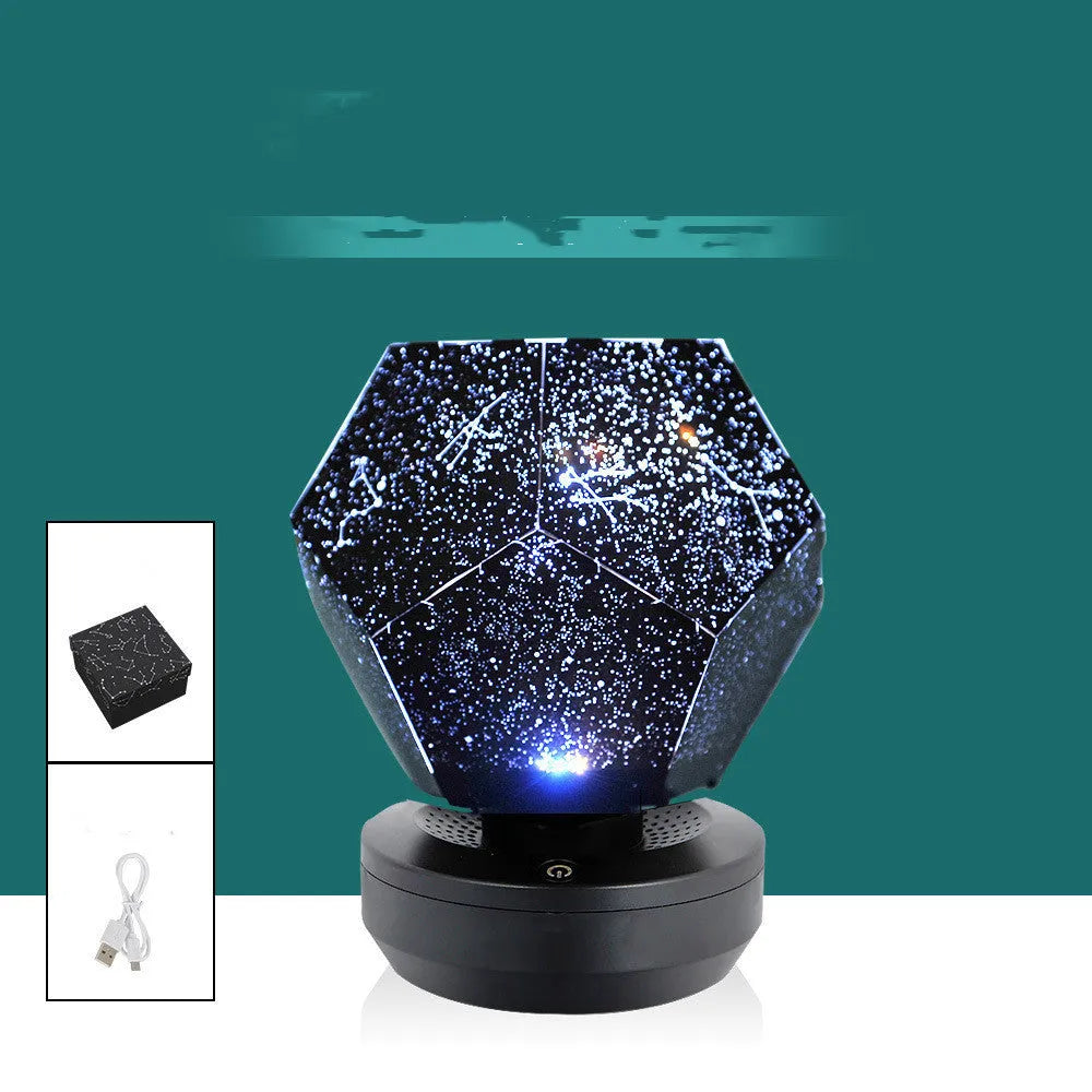 LED starry sky projector night lamp projecting constellation patterns on bedroom ceiling with remote control