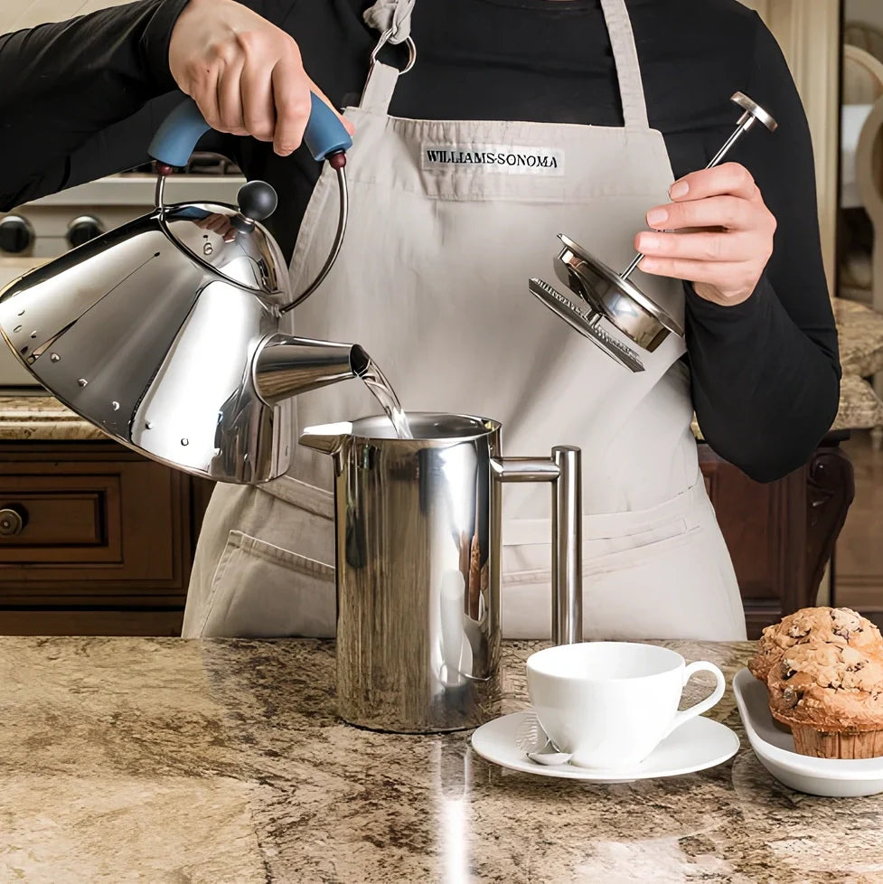 Double stainless steel coffee press with double-layer anti-scald structure and precision filter screen