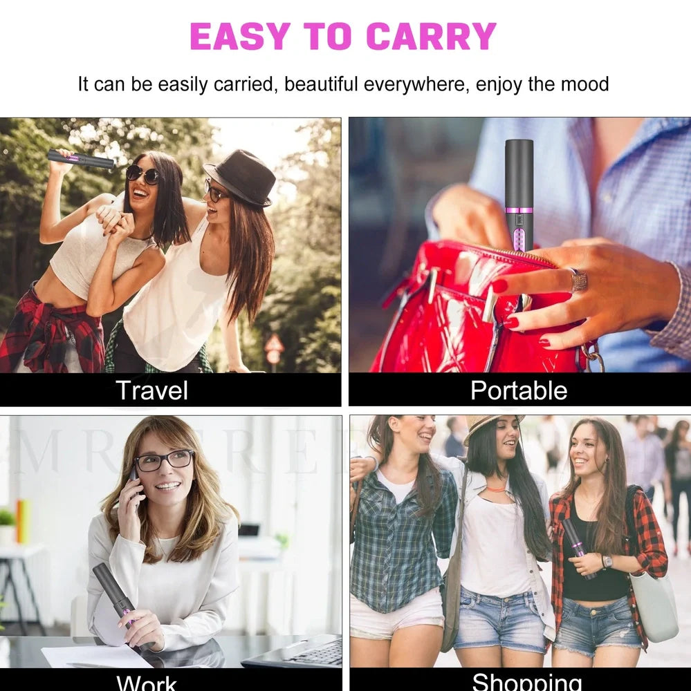 USB charge mini wireless travel hair straightener with ceramic plates in green, grey, or pink colours