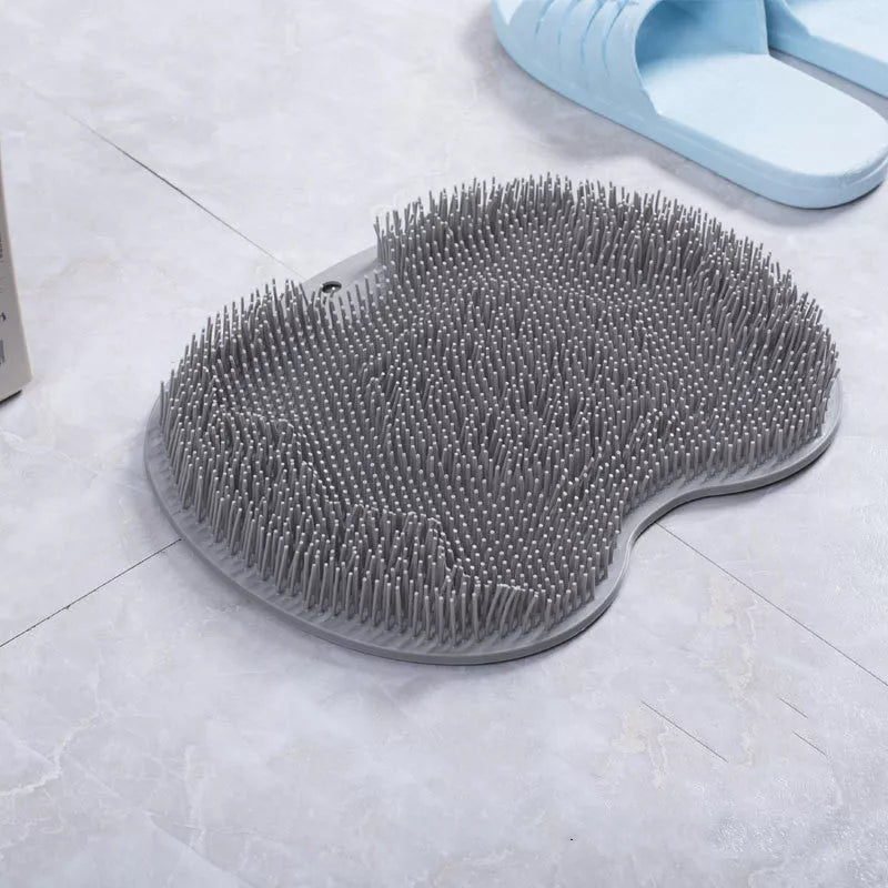 Non-slip massage bath brush with silicone bristles for cleaning and foot massage