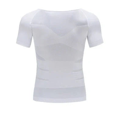 Men's Slimming Compression Chest Workout Tee in Blue, Black, and White colors