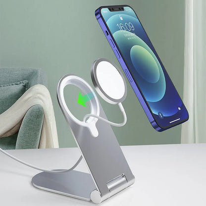 Silver vertical adjustable magnetic phone bracket for iPhone12 with 105mm aluminium alloy frame