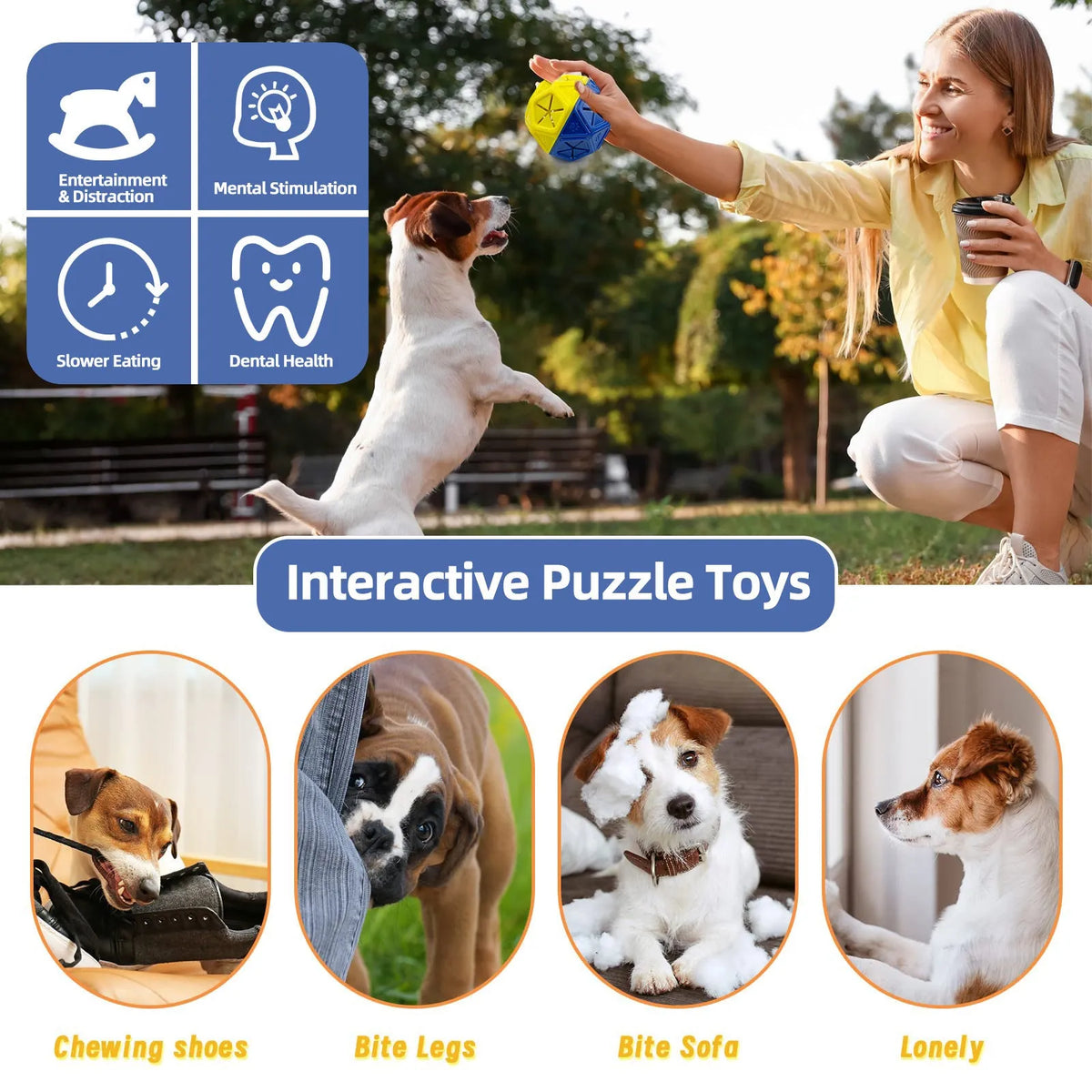 Chew-resistant dog puzzle feeder ball in red colour designed for interactive food dispensing