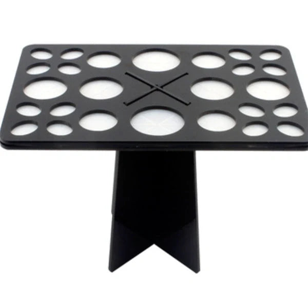 14-hole makeup brush holder in various colors for organized brush storage and drying