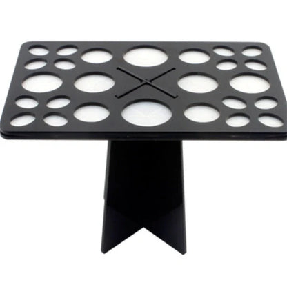 14-hole makeup brush holder in various colors for organized brush storage and drying