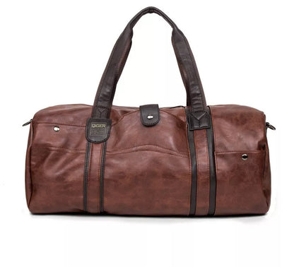 Portable Cylinder Leisure Travel Bag in blue, black, or brown with PU leather exterior