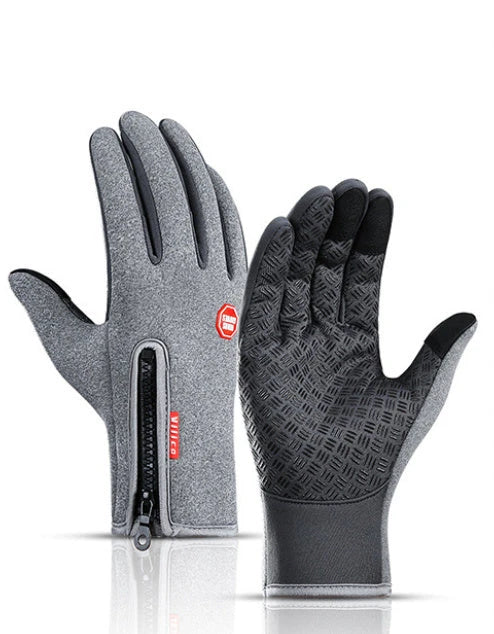 Premium touchscreen motorcycle winter gloves with fleece lining, available in multiple colors and sizes