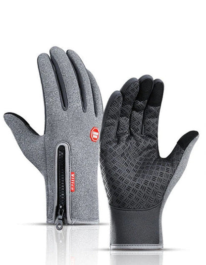 Premium touchscreen motorcycle winter gloves with fleece lining, available in multiple colors and sizes