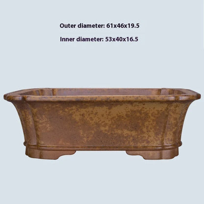 Purple sand rectangular flowerpot with segment design and double drainage angles for home gardening