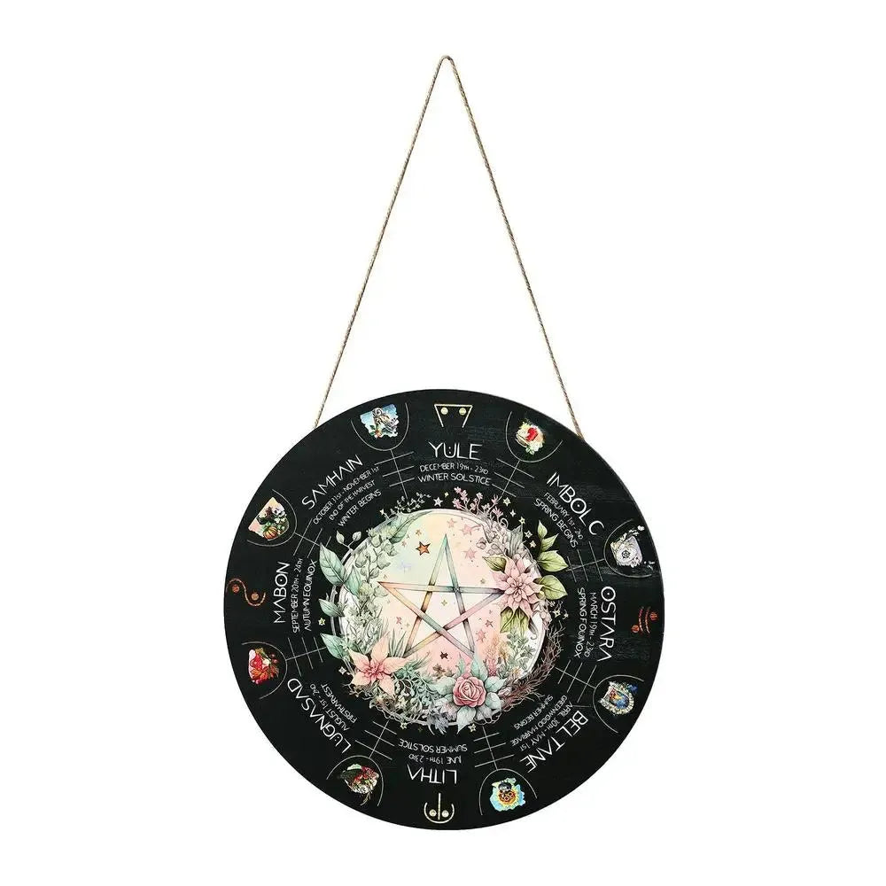 Wooden decorative pendant with disc design, 29.5 cm boxwood gift for holidays and gifting