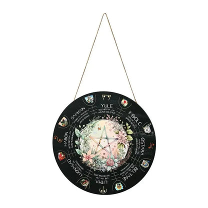 Wooden decorative pendant with disc design, 29.5 cm boxwood gift for holidays and gifting