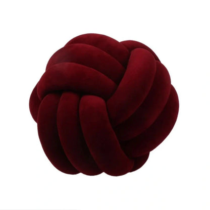 Knotted Plush Ball Design Round Throw Pillow in various colors and sizes
