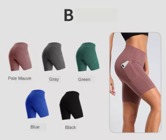 Women's nylon fitness shorts in various colors for workouts and active wear
