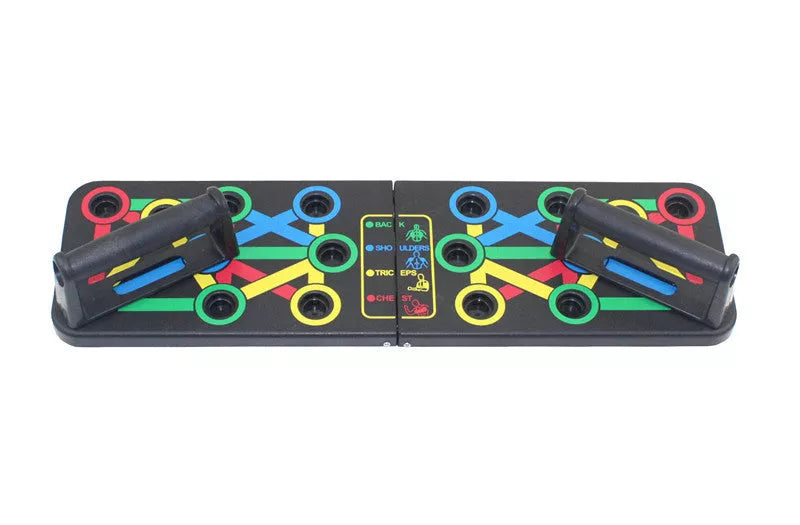 Compact home chest and abdominal muscle training board for men and women, includes handles and non-slip pads