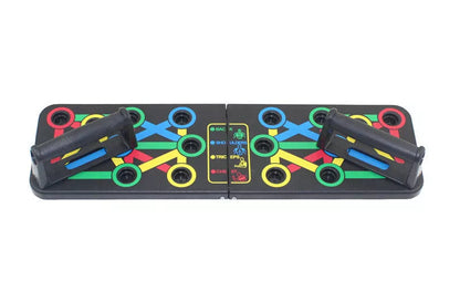 Compact home chest and abdominal muscle training board for men and women, includes handles and non-slip pads