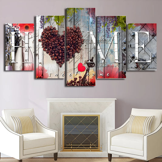 Red home sweet home oil painting print on canvas wall art in multiple sizes