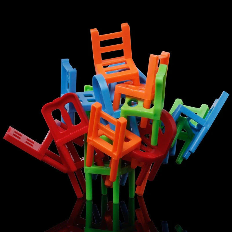 Colorful plastic balance chairs stacking game for educational family fun