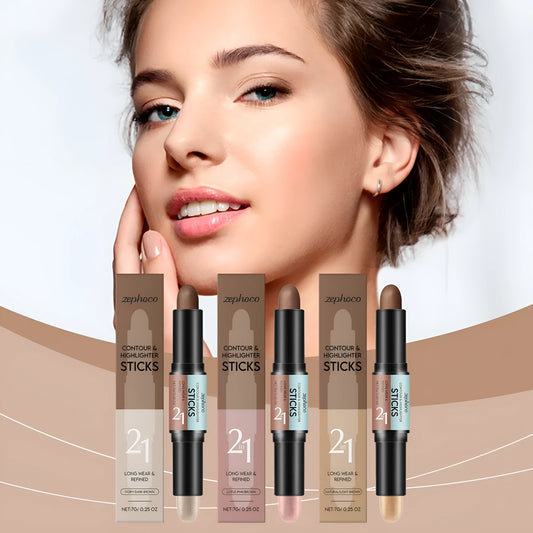 Dual-ended 2-in-1 eyebrow outline highlighter and concealer pencil in a choice of three colours.