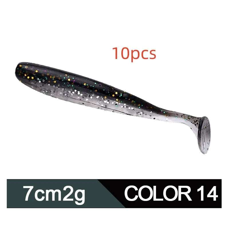 Soft Worm Fishing Lure Mandarin Fish Topmouth Culter Bait 7cm 2g Two-tone T Tail with Realistic Action for Freshwater Angling Available in 14 Colours and Bulk Packs