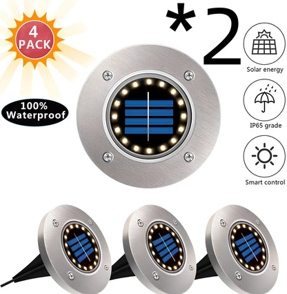 8LED waterproof solar garden light with weatherproof housing and solar panel