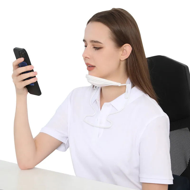 White PP material neck brace showing forward support design for cervical spine alignment