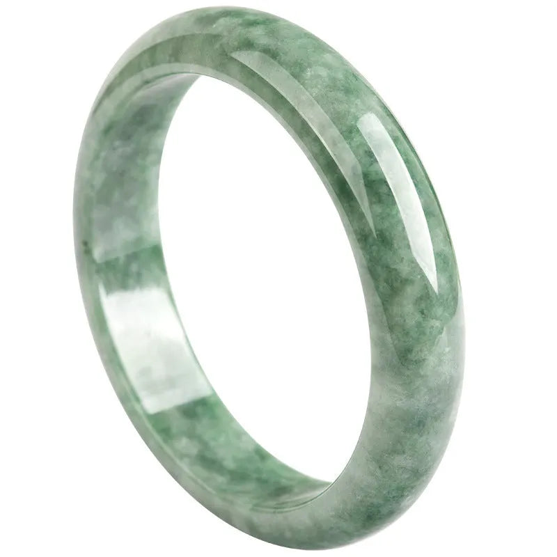 Natural emerald bean green simple ring bracelet for women on a gift box.