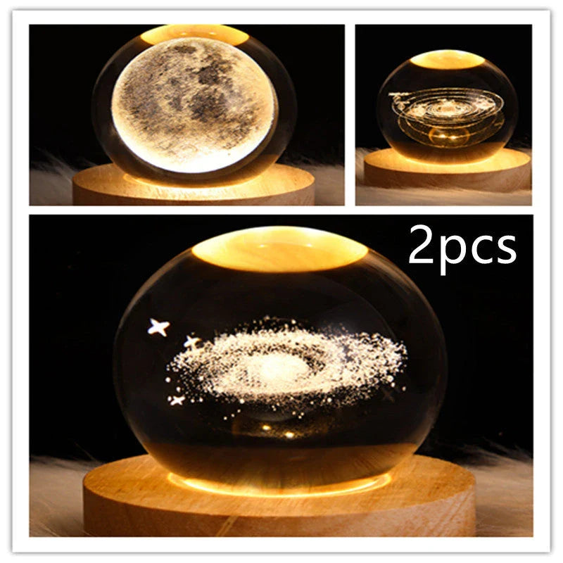 A mesmerizing galaxy-inspired crystal ball lamp with a warm, soothing LED glow.