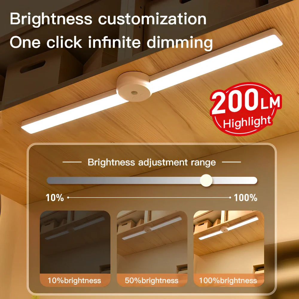 Foldable automatic sensor cabinet light with magnetic mount and adjustable brightness settings